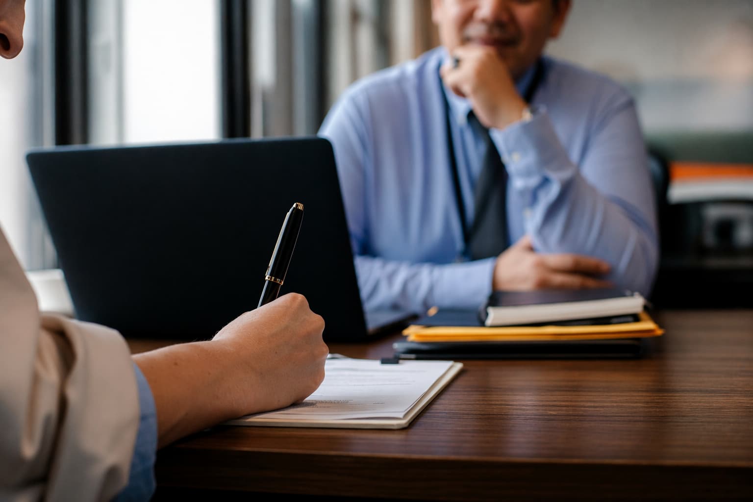 Discussing straightforward finance options in Jersey with a client